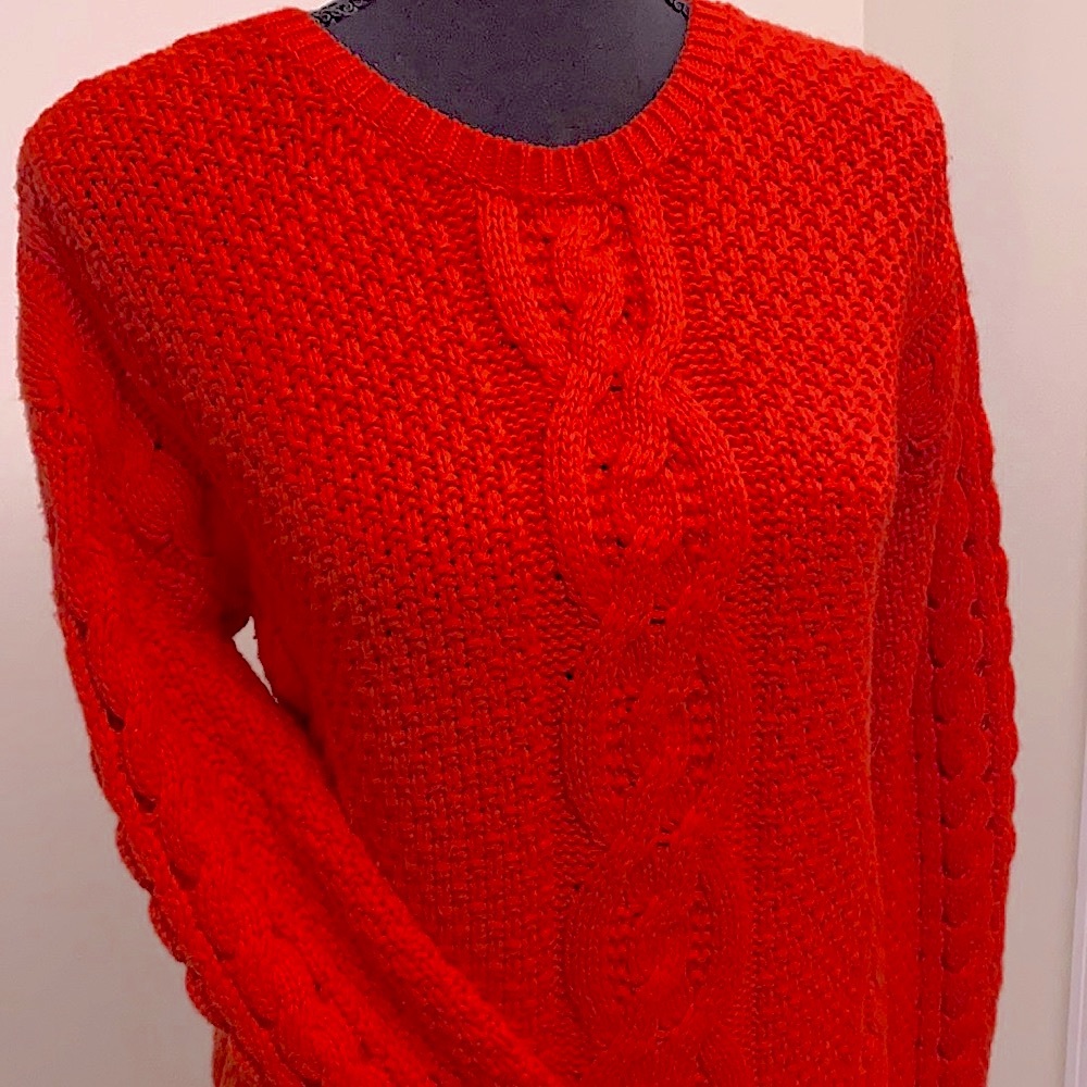 Reunited Clothing Cropped Knit Cable Sweater